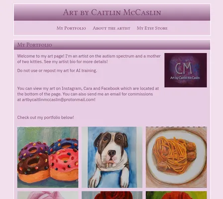 Screenshot of Art by Caitlin McCaslin