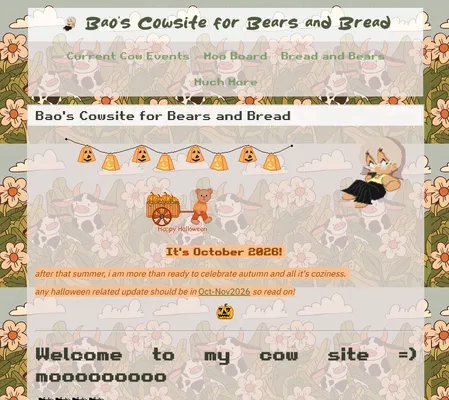 Screenshot of Bao's Cowsite for Bears and Bread