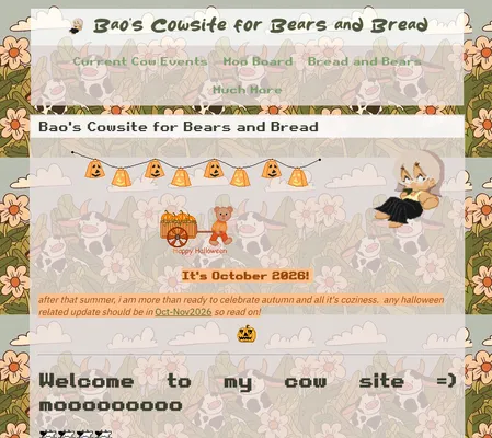 Screenshot of Bao's Cowsite for Bears and Bread