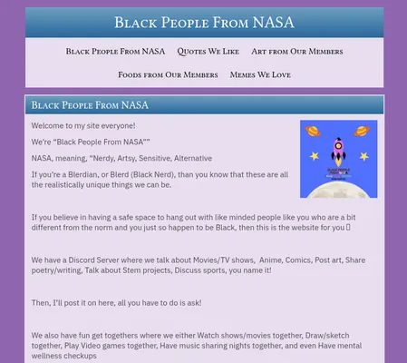 Screenshot of Black People From NASA 