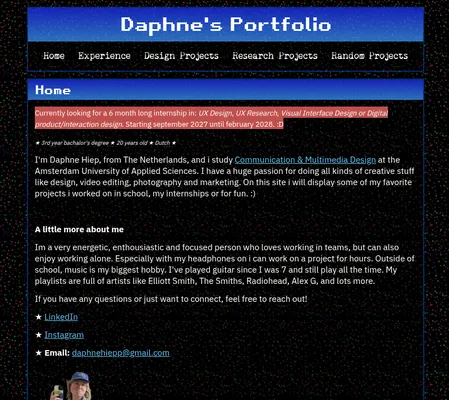 Screenshot of Daphne's Portfolio