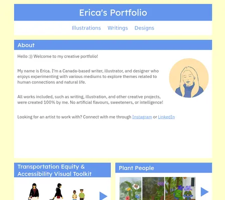 Screenshot of Erica's Portfolio