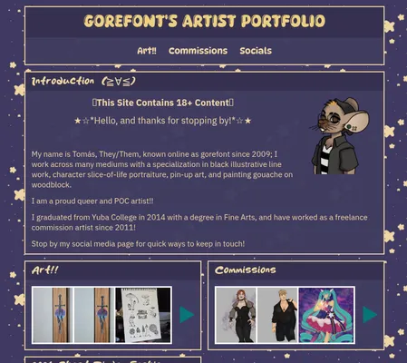 Screenshot of gorefont's artist portfolio