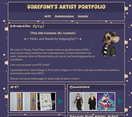 Screenshot of gorefont's artist portfolio