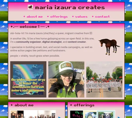 Screenshot of maria izaura creates