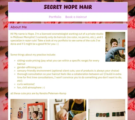 Screenshot of Secret Hope Hair
