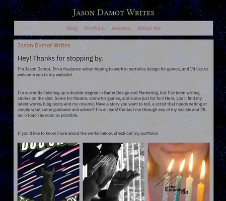Screenshot of Jason Damot Writes