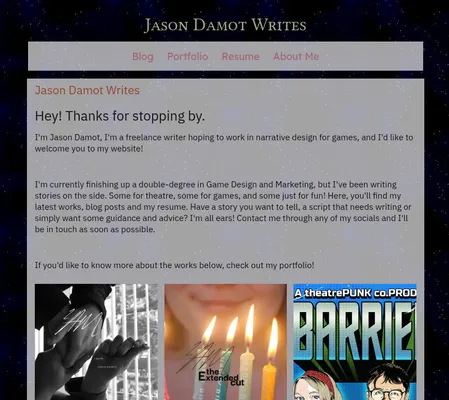Screenshot of Jason Damot Writes